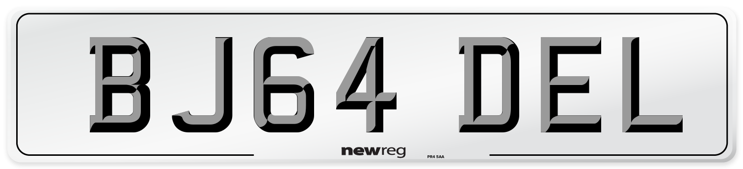 BJ64 DEL Number Plate from New Reg